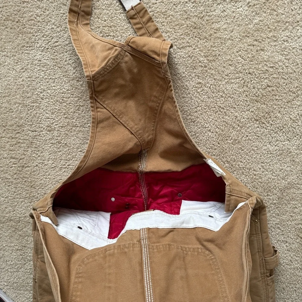 Vintage Carhartt Overall Mens 38 X 30 Duck Bib Insulated Quilt Lined Made In USA